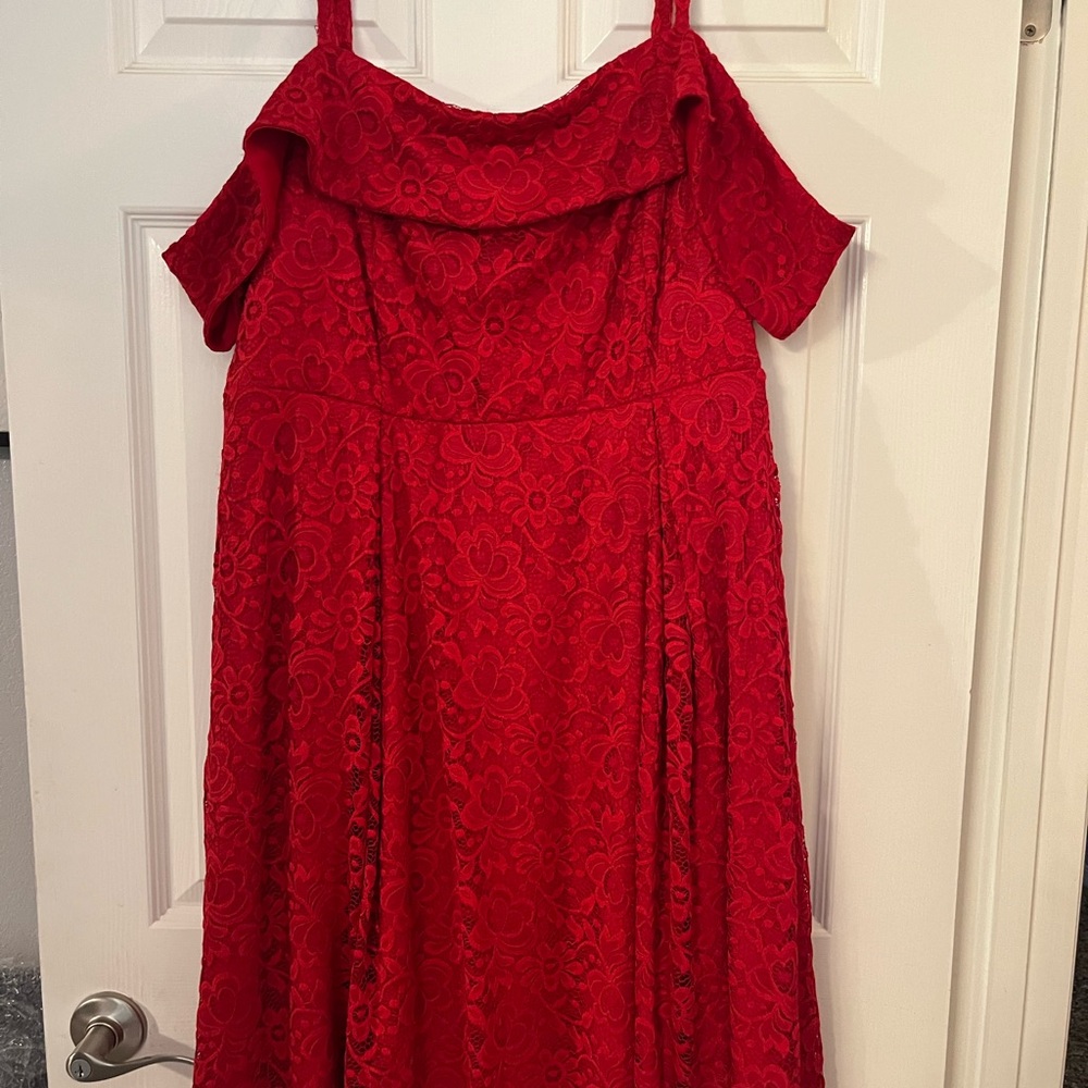Torrid Elegant Red Lace Cold Shoulder Dress NWOT